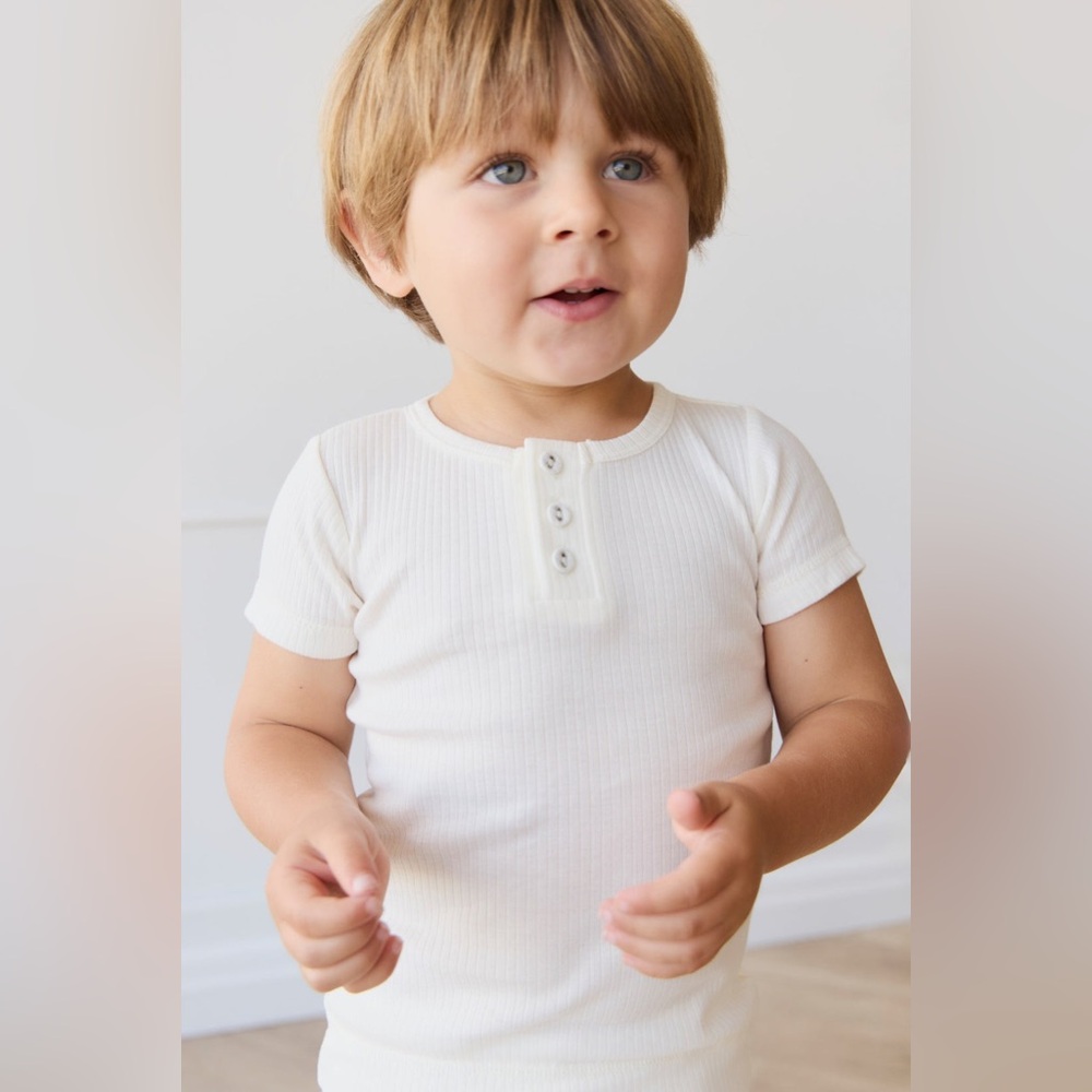 Jamie Kay White‎ Short Sleeve Henley Tee